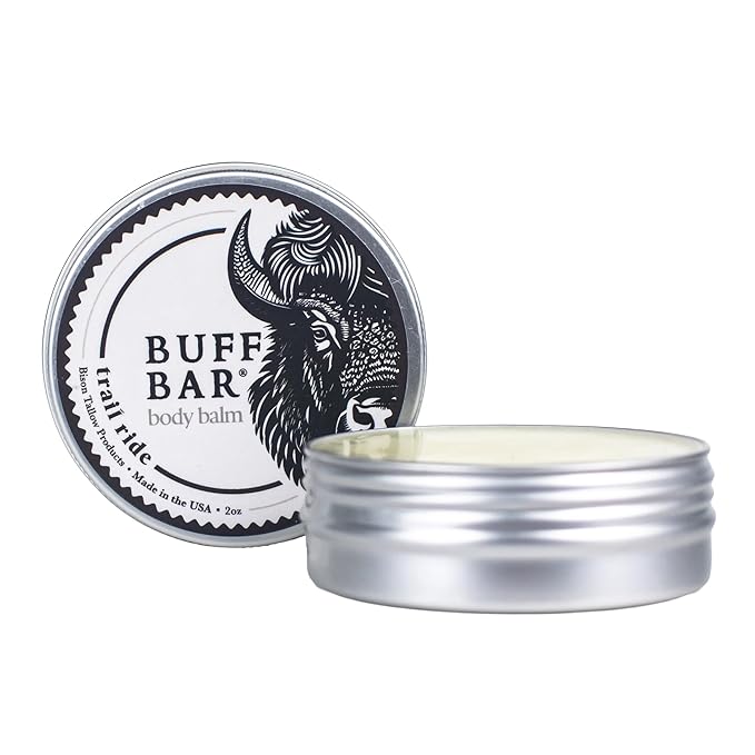 BUFF BAR Pure Bison Tallow Balm, Trail Ride - Scents of Leather, Smoke, & Cedarwood - Body Butter, Hydrating, Naturally Derived, Replaces Lotion - For Dry, Itchy Skin