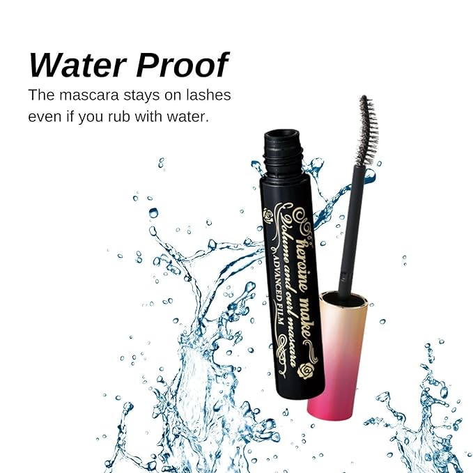 HEROINE MAKE by KISSME Tubing Mascara Waterproof & Long-lasting, Volumizing & Curl with Curvy Brush with 6 Natural Serums for Sensitive Skin + Gentle Mascara Remover Oil Free, 2 Set