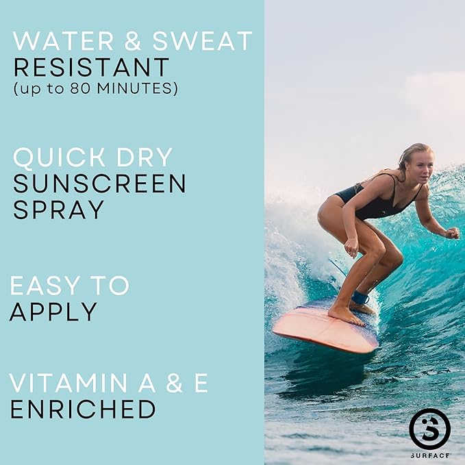 Surface Sunscreen Lotion SPF 50 for Face and Body, Natural Formula, Lightweight and Reef Friendly, Broad Spectrum UVA UVB Protection, Water Resistant Sun Care for Outdoor Use, Fragrance Free, 3oz