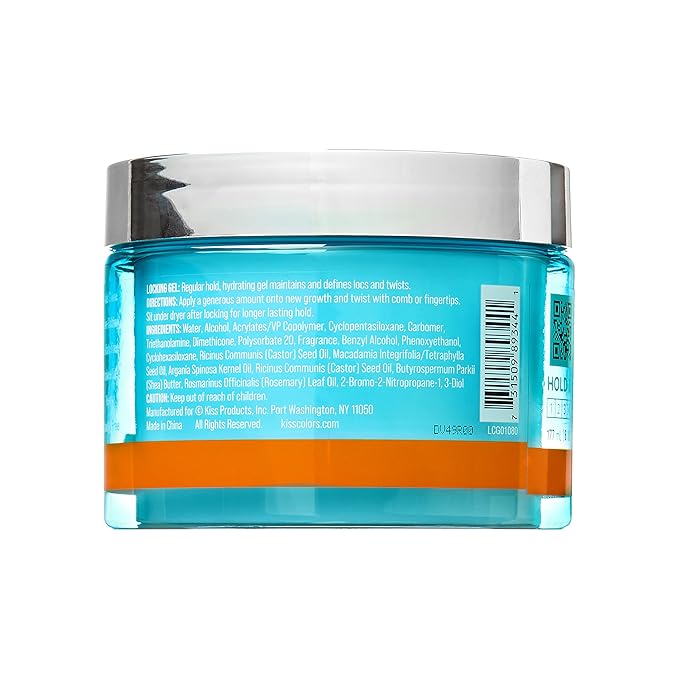 KISS COLORS & CARE Locking Gel, 6 oz - starts and maintains locs with long lasting hold and no build up, for Fine to Medium Hair Types, made with Castor Oil, Shea Butter & Rosemary Oil (Pack of 2)