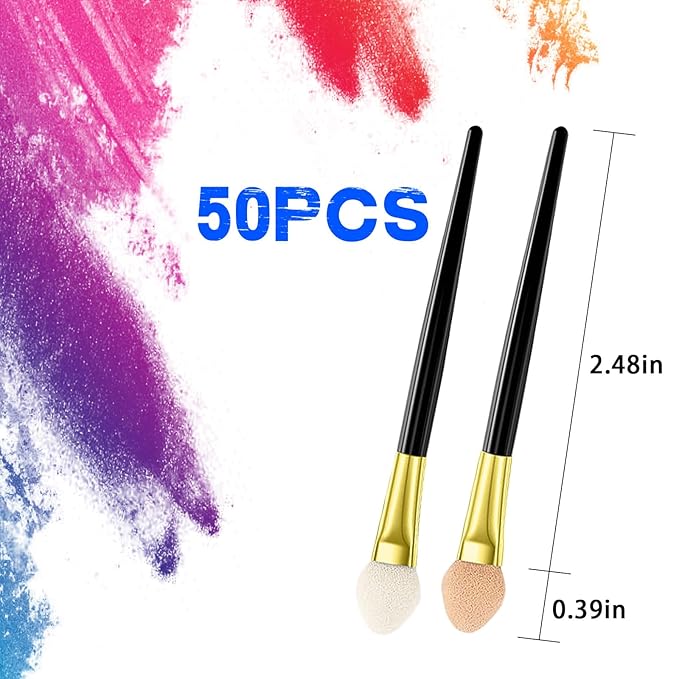 50 Pcs Sponge Eyeshadow Brush, Dual Sides Eye Shadow Sponge Applicators, Make Up Brush Eye Makeup Applicators Beauty Tool for Women Girls