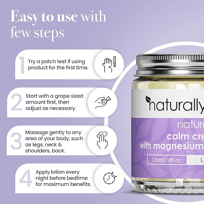 NaturallyMum - Magnesium Cream with Vitamin D3 [4 Fl Oz] - Magnesium and VIT D Lotion - Turmeric & Arnica Calm Cream - Magnesium and VIT D3 - Lavender