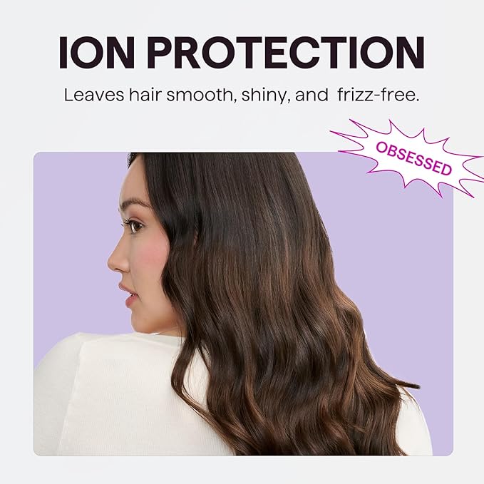 Wavytalk Hair Dryer with Diffuser, Blown Away Ionic Blow Dryer for Curly Hair with Comb, 1875W Fast Drying Hair Dryer with Ceramic Technology, 3 Attachments for All Hair Types, Light and Quiet, Pink