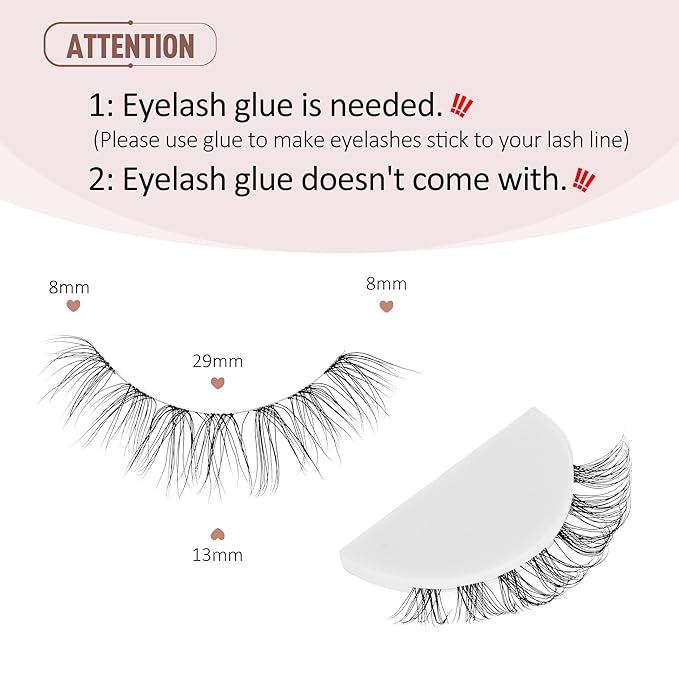 Onlyall Natural False Eyelashes Clear Band Lashes Fake Lashes Wispy Eyelashes Natural Look Fake Eyelashes Wispy Eye Lashes 13mm Lashes H10