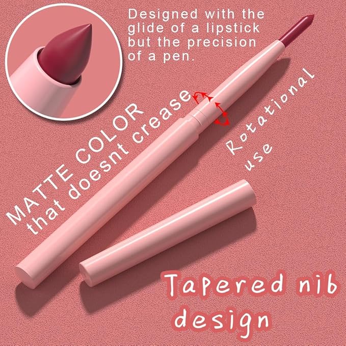 Ruby Red Matte Lip Liner Pencil, Long-Lasting Creamy Formula for Shaping & Sculpting Lips
