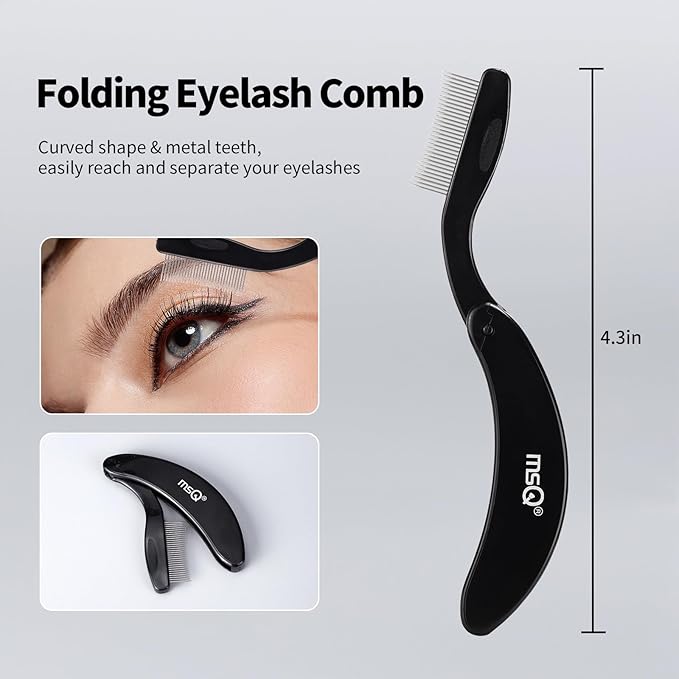 Eyelash Comb MSQ Eyelash Separator Tool Eyelash Comb Separator Folding Eyelash Brush Separator Lash Comb for Eyelash Makeup Brush (Black)