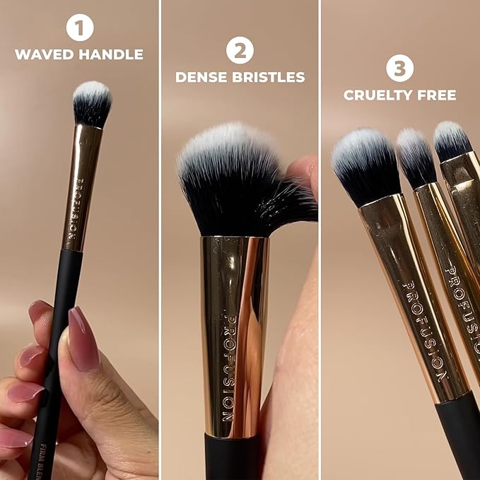 Profusion Cosmetics 3-Piece Artistry Essentials Face Brushes – Makeup Tools for Foundation, Powder & Setting, Vegan & Cruelty-Free Kit