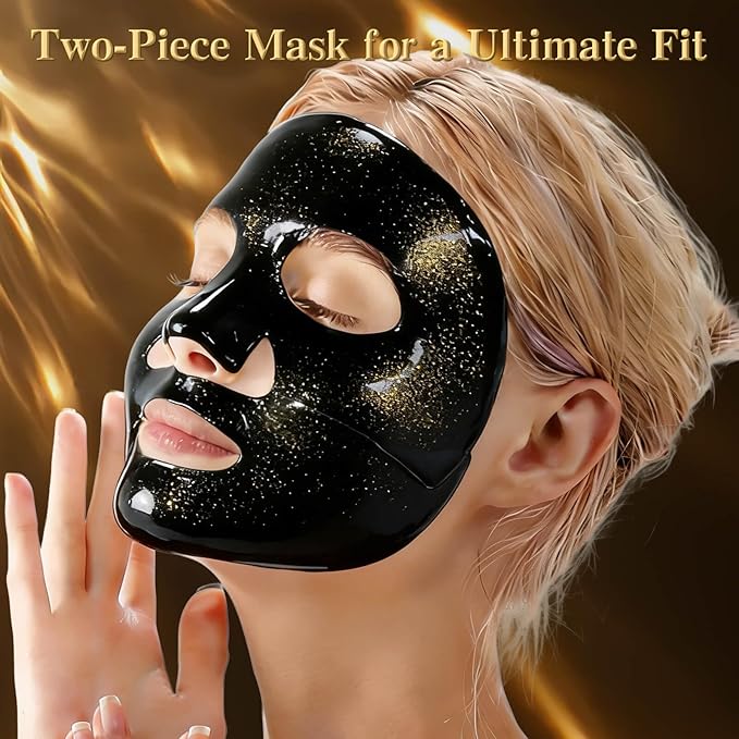 24K Gold & Caviar Collagen Face Mask, 5 Pack – Luxurious Hydrating Facial Treatment, Firming Appearance – Supports a Radiant, Rejuvenated Look Overnight