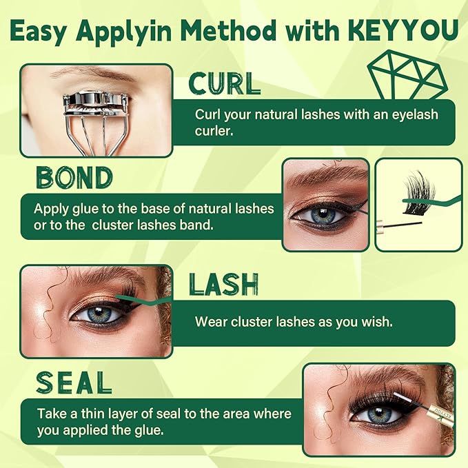 KEYYOU Lash Clusters 3D Effect Eyelash Clusters 144pcs D Curl PuffSilk V3D01 Wispy Lashes Cluster Lashes Natural Soft DIY Lash Extension at Home(PuffSilk V3D01-D-8-18MIX)