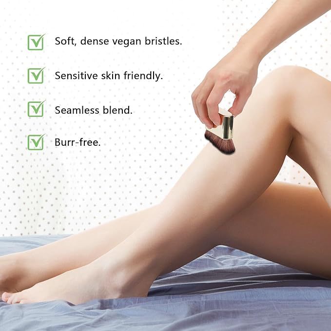 Huakaile 2 Pack Professional Self Tanner Brush, Face Body Makeup Brush for Legs, Sunscreen Applicator Self Tanning Brush for Liquid Foundation Powder Blusher Shadow Bronzer (Rose Gold & Gold)