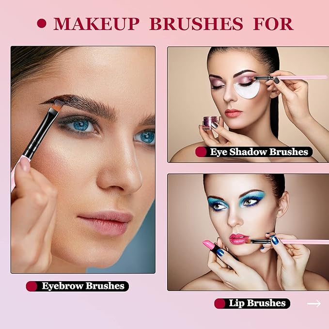 12 Pieces Small Concealer Brush Flat Lip Concealer Brush Under Eye Synthetic Fiber Makeup Eyebrow Outline Foundation for Concealing Blending Setting Buffing Makeup(Pink)