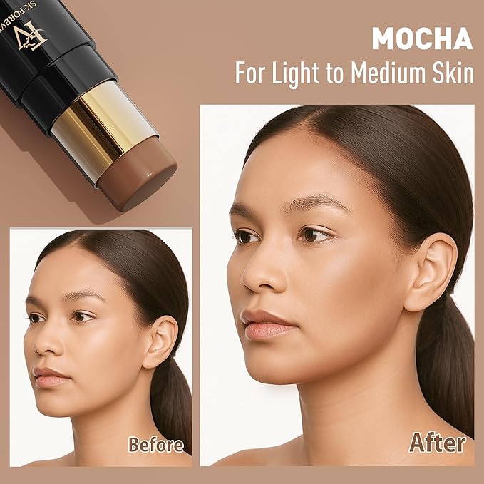 FV Contour Stick, Blendable & Smooth Cream Bronzer Stick with Natural Matte Finish, Waterproof & Highly Pigmented Face Contour Bronzer Stick Makeup for Beginners, Long Lasting & Cruelty-free, 02 Mocha