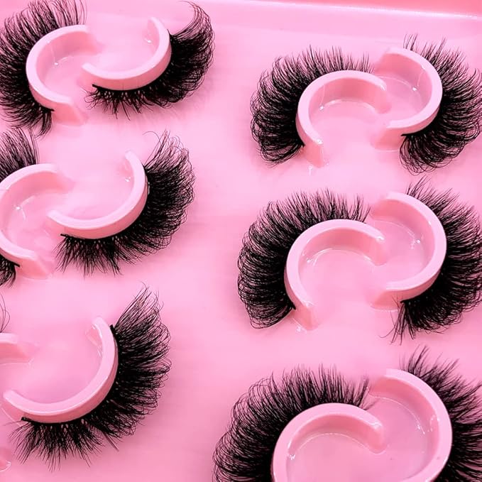 HBZGTLAD 6 Pairs Fluffy False Eyelashes Natural Faux Mink Strip 3D Lashes Pack (MSD-4)