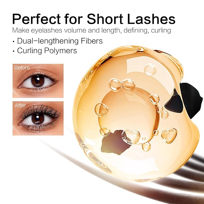 CARSLAN Light-Lengthening Mascara, Lengthening & Curling, Smudge Proof & Flake Resistant with Date-shaped Brush for Clump-Free Definition, Quick-Dry, Washable, Long Lasting Volume