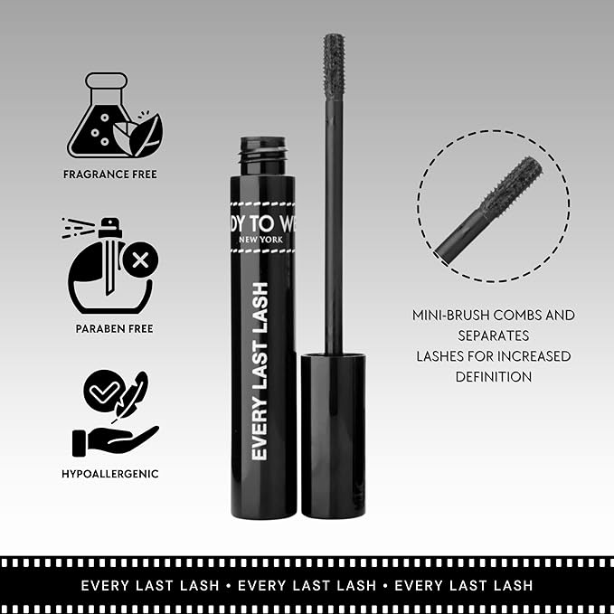 Ready To Wear 3-IN-1 EVERY LAST LASH MASCARA Amplifying Mascara Cooling Lengthening Long (BLACK)