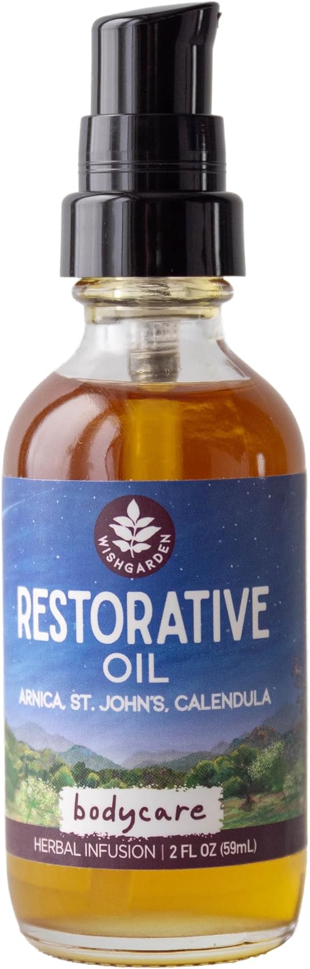 WishGarden Herbs Restorative Oil - Herbal Oil Infusion with Fresh Arnica Flower, Organic St. John's Wort Flower, Calendula Flower, Jojoba & Camelina, Supports Muscles & Skin, 2oz