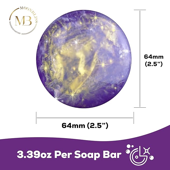 Crystal Gem Soap Bars - Lavender (2-Pack) - Handmade Soap Bars for Moisturizing Sensitive Skin - 100% Natural & Vegan Bar Soap for Women & Men - Bath Soap for Skin Care & Body Care