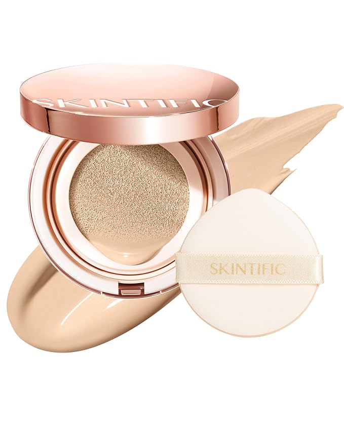 Full Coverage Cushion Foundation, Weightless, Skin Fit, Satin Glow Finish, Oil-Control Waterproof Foundation, Sweatproof Flawless BB Cream CC Korean Makeup