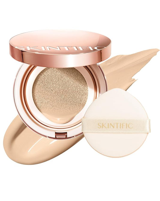 Full Coverage Cushion Foundation, Weightless, Skin Fit, Satin Glow Finish, Oil-Control Waterproof Foundation, Sweatproof Flawless BB Cream CC Korean Makeup