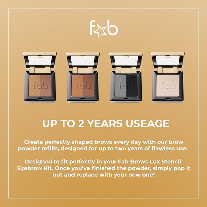 Lux Eyebrow Kit Refill Powder - Soft and Natural Eyebrow Definition for Light Brown/Medium Brows On-The-Go
