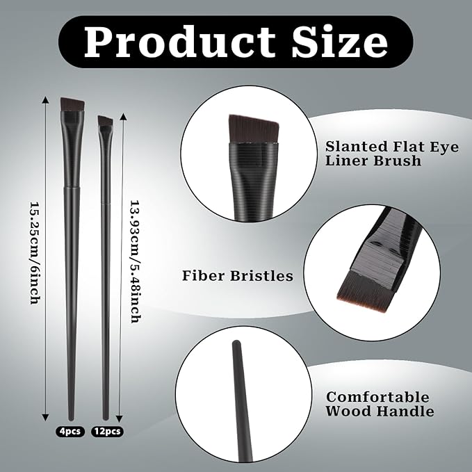 16 Pcs Brow Tint Brush Eyeliner Brush Eyebrow Brush Tint Ultra Thin Angled Eye Liner Brush Applicator, Fine Angled Eyebrow Tint Brushes, Eyeshadow Eye Brow Makeup Brush Applicator