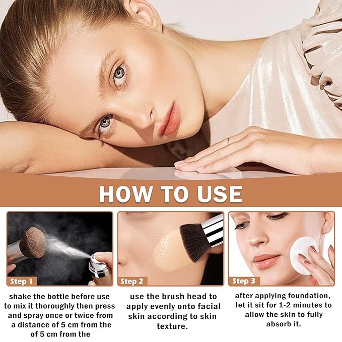 Airbrush Foundation Makeup Spray Full Coverage Foundation for Mature Skin,Long-lasting Airbrush Flawless Setting Spray,Waterproof Foundation for Smooth Radiant Skin (04 Porcelain Color)