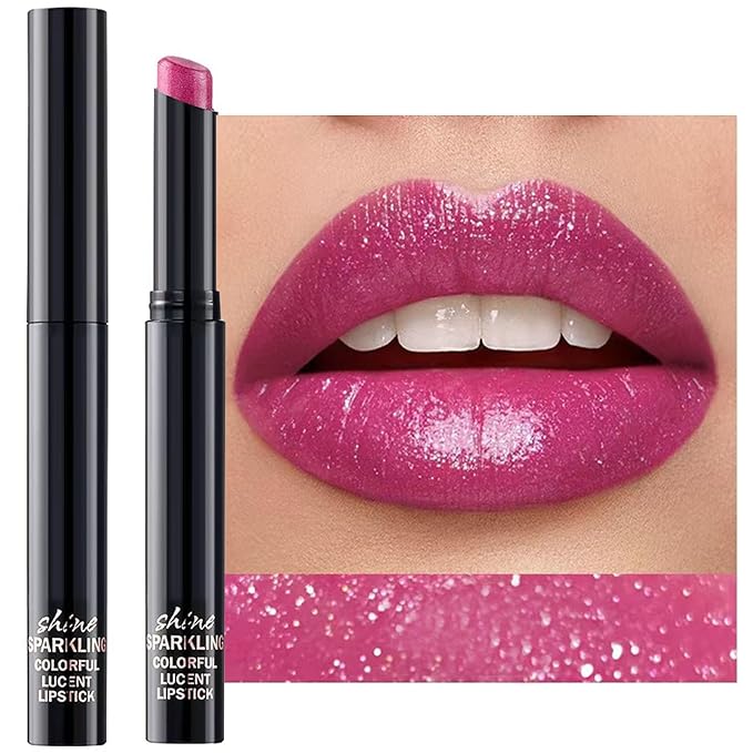 Lipstick For Women Matte Glitter Highly Pigmented Moisturizing Waterproof Long Lasting Lipsticks Quick Makeup Lightweight Portable Purple # 03