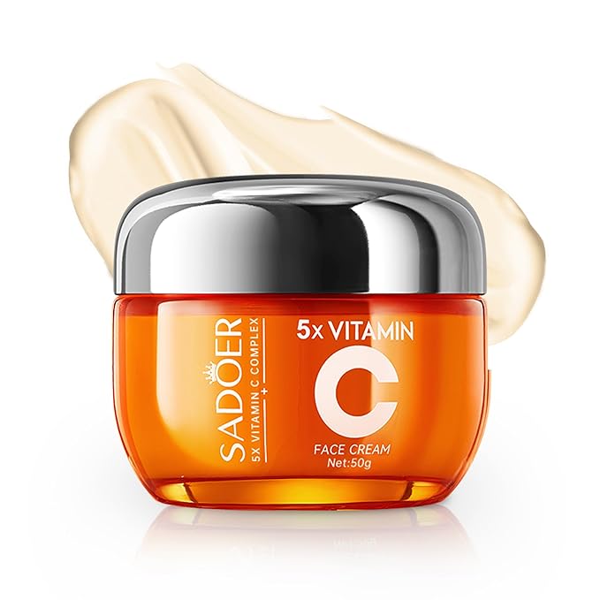 Facial Vitamin C Skincare Set, 2x Face Creams & 1x Serum, 5X Vitamin C Complex with Hyaluronic Acid & Niacinamide, Daily Moisturizing Cream & Serum to Improve Skin Texture & Enhance Radiance