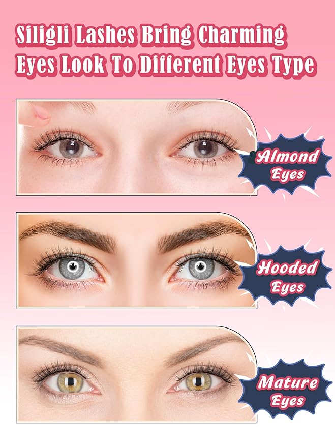 Eyelashes Natural Cat Eye Lashes False Eyelashes Wispy Lashes Flared Lashes Pack C Curl Eyelash Soft False Lashes 12mm Short Lashes Siligli 7 Pair