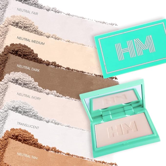 Haute Minute Smooth Setting Vegan Mini Pressed Powder Compact and Matte Blurring Face Powder Foundation Full Coverage – Neutral Ivory – Talc-Free, For Oily & Dry Skin, Travel-Size Makeup with Mirror