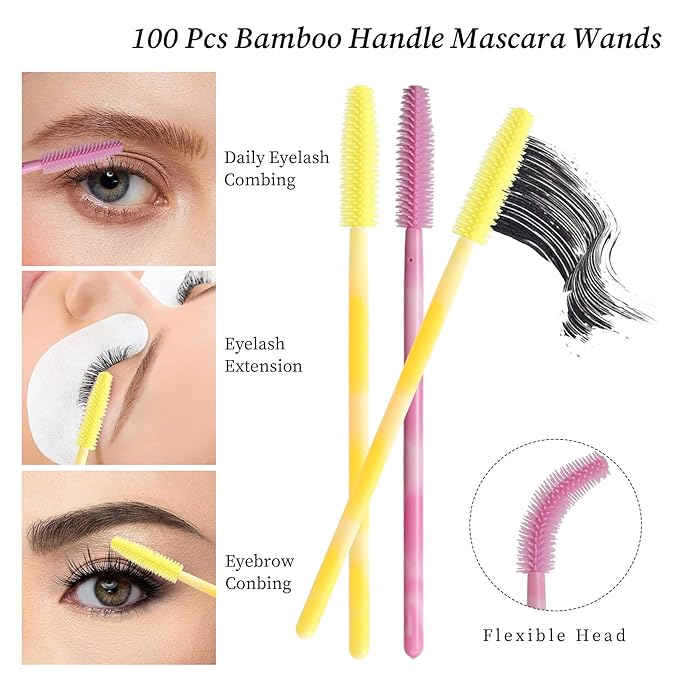 Disposable Silicone Eyelash Mascara Brushes Wands Applicator Eyebrow Brush Makeup Tool Kit Set Tool Bulk