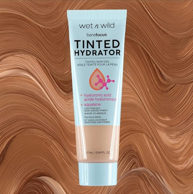 wet n wild Bare Focus Tinted Hydrator Matte Natural Finish, Oil-Free Tinted Face Moisturizer Makeup, Hyaluronic Acid, Squalane, Sheer To Medium Coverage, Medium Deep (Pack of 2)