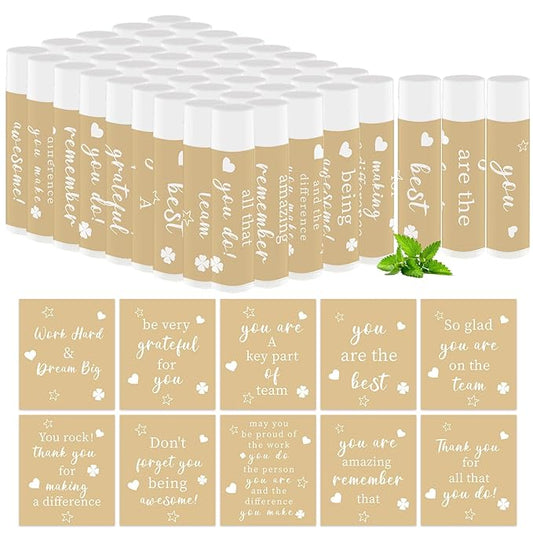 50 PCS Appreciation Gifts Lip Balms Bulk,Thank You Staff Gifts Lips Care Products for Team Coworkers Teacher Party Volunteers Employee Leaving Farewell Gifts
