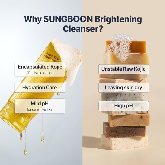 SUNGBOON EDITOR Kojic Acid Niacinamide Face Wash | Turmeric Cleanser for Dark Spots & Radiance | Korean Skin Care with Hyaluronic Acid | Gentle Makeup Remover & Blackhead Cleanser
