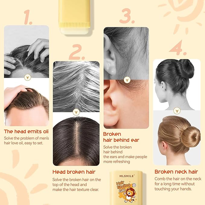 2pcsHair Styling gel for Women Baby Hair Wax Stick with Built-in Comb Wax Stick for Hair Slick Stick Hair Care Styling Waxes for Fly Away & Edge Frizz Hair Refreshing Non-Greasy