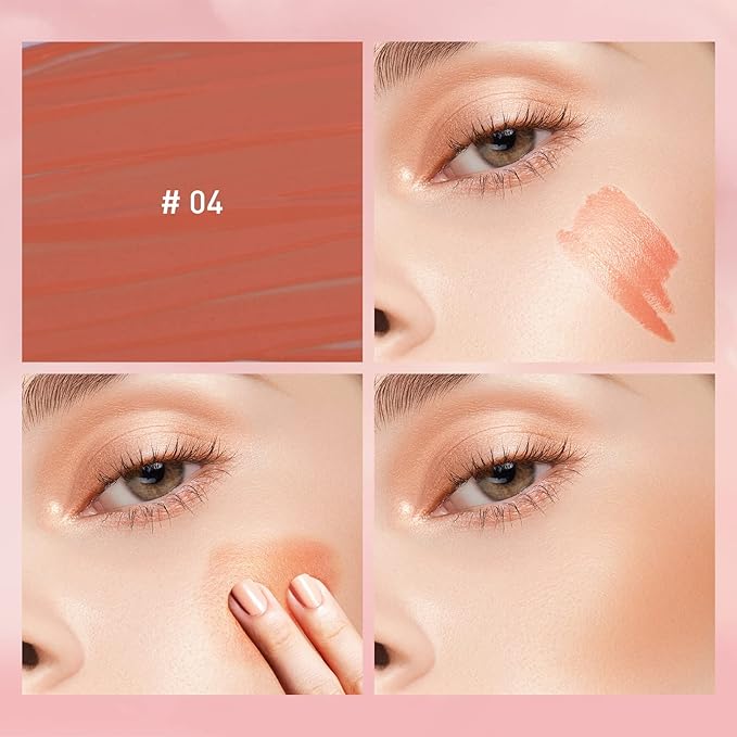 Liquid Blush Cream Blush Makeup, Pigmented, Lightweight, Breathable, Sheer Flush, Waterproof, Long-Wearing, Natural-Looking Dewy Cheek Tint (Maple Orange Brown 04)