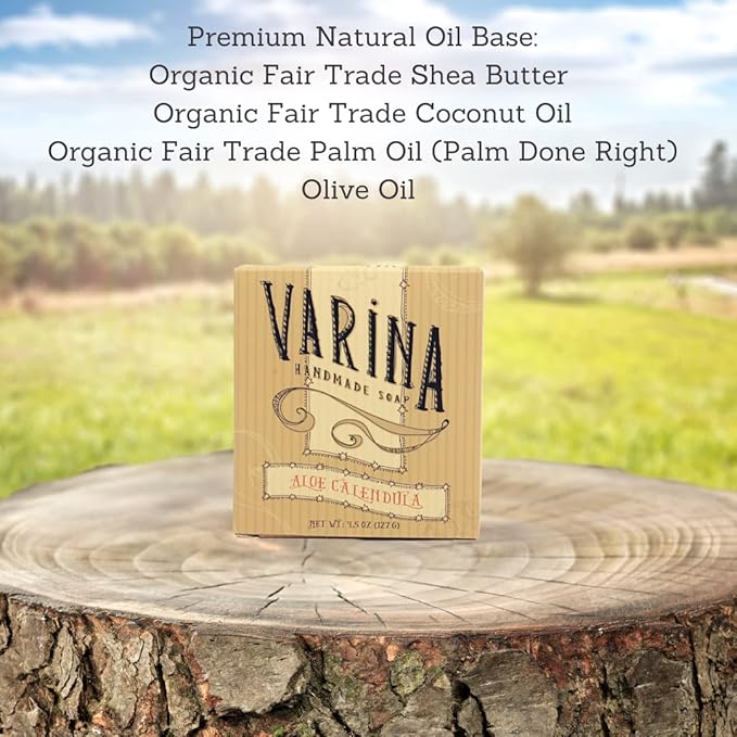 Organic Aloe Calendula Bar Soap - Gentle Cleansing for Sensitive Skin, Unscented - 3 Pack - Experience Healthy and Glowing Skin