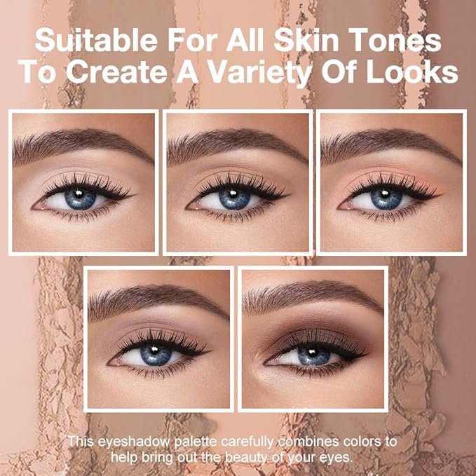 Nude Matte Eyeshadow Palette Makeup, 5 Cool Neutral Matte Shades – Off White, Beige, Light to Dark Brown – Velvety Finish Highly Pigmented Natural Neutral Eye Shadow Palette (01#, Pack of 1)