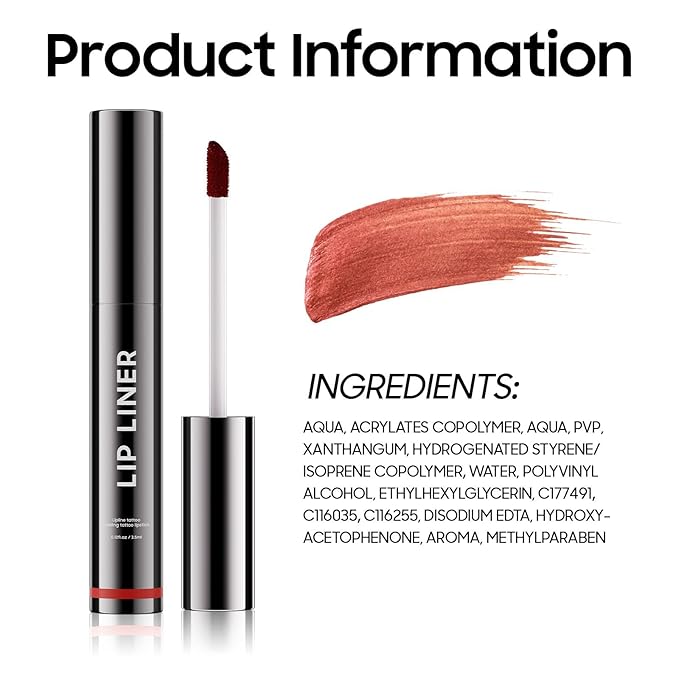Lip Stain Peel Off - Lip Liner Long-wear & Waterproof Moisturizing Lip Stain with Matte Finish, Transfer-Proof, Non-Stick Cup Lip Tint Stay On All Day (Cocoa)