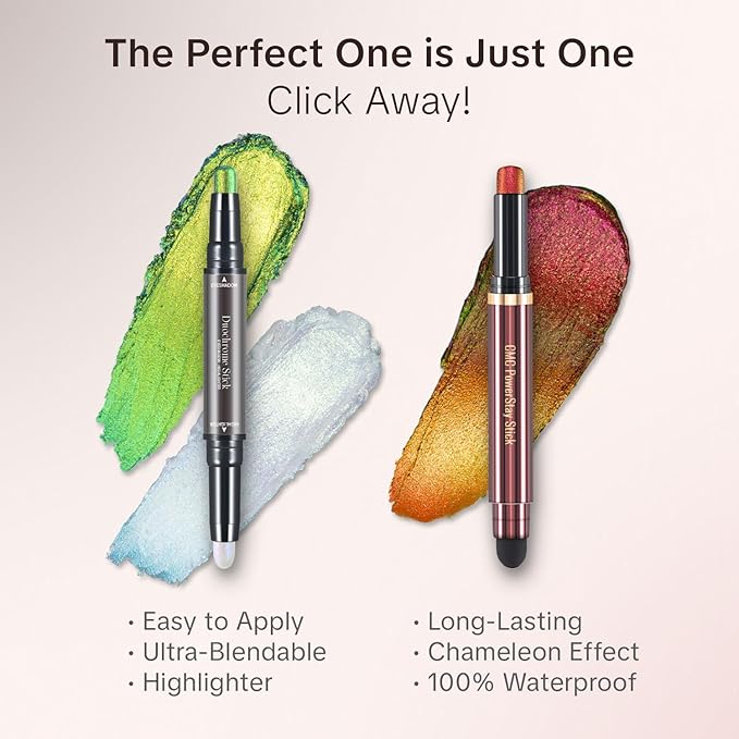 CHARMACY Multichrome 2 in 1 Cream Eyeshadow Stick, Waterproof Eye Brightener Highlighter Stick Makeup, High Pigmented, Smudge-Proof, Vegan & Cruelty-Free (#906)