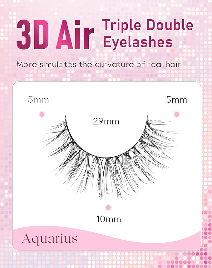 Frihappy Eyelashes Natural False Eyelashes Natural Eyelashes Natural Look Eye Lashes Wispy Fake Eyelashes 10mm Lashes 3D Air-Aquarius