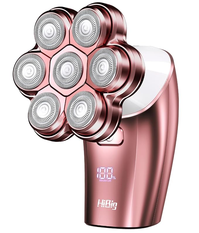 Electric Razors for Women Legs: 5-in-1 Rechargeable Body Shaver, 7D Wet & Dry Body Trimmer, IPX7 Waterproof Lady Hair Remover for Face Underarms Pubic, Matte Pink