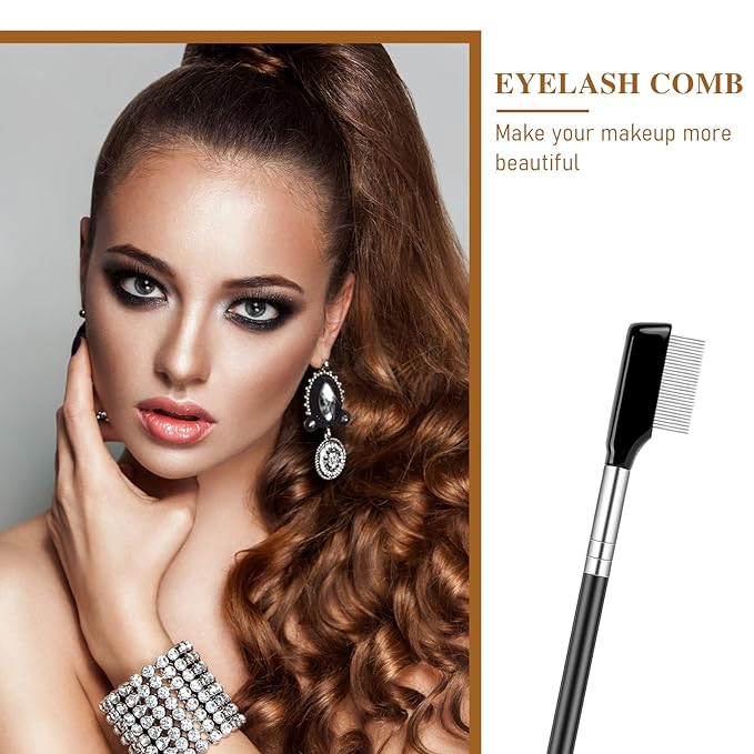 Metal Eyelash Comb & Separator - 2 Pack Eyelash & Eyebrow Brush Grooming Tool with Metal Teeth for Women