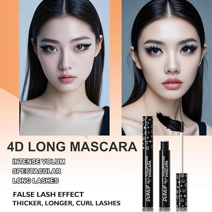 Black Mascara Waterproof Volumizing Lengthening Mascara Hypoallergenic Smudge-proof Liquid Lash Extensions mascara Curling Defining Long-wearing Multiplying, No Clumping Blackest (03#)