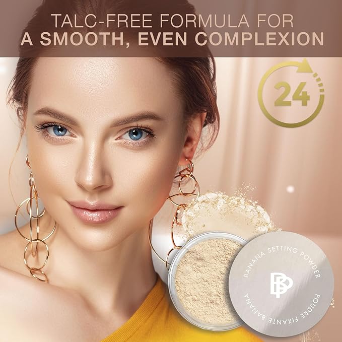 Bellapierre XL Banana Setting Powder – Color-Correcting Brightening Powder, Matte Finishing Tint, Translucent Under-Eye Baking Makeup, Lightweight Talc-Free Formula - Medium – 1 oz