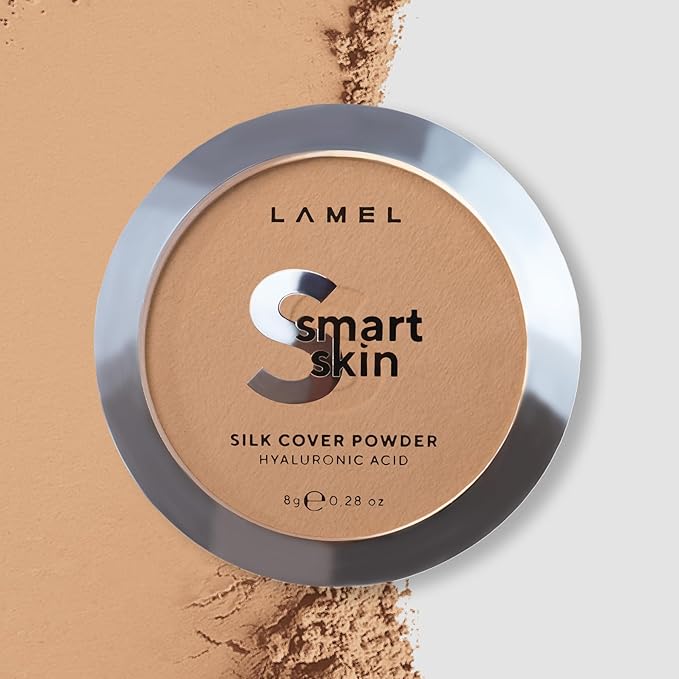 Lamel Smart Skin Silk Compact Powder - Long Lasting Pressed Finishing Powder - Oil Control Makeup, Suitable for Dry Skin, Lightweight Formula - 405 Tan Beige 0.28 oz