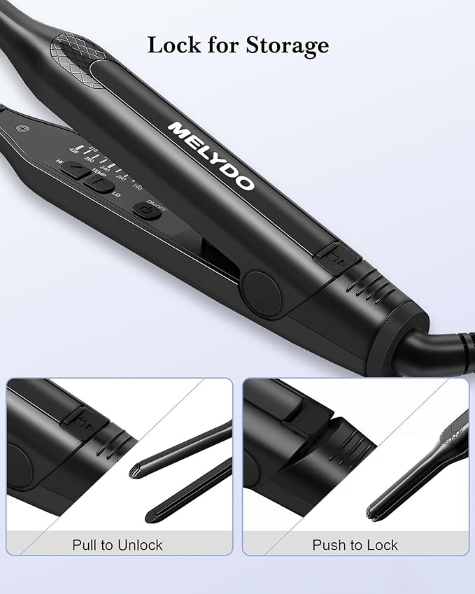 Pencil Flat Iron, 3/10" Small Flat Irons for Short Hair, Mini Hair Straightener with Adjustable Temperature for Edges Pixie Cut and Bangs, Tiny Hair Straightener, Auto Shut Off