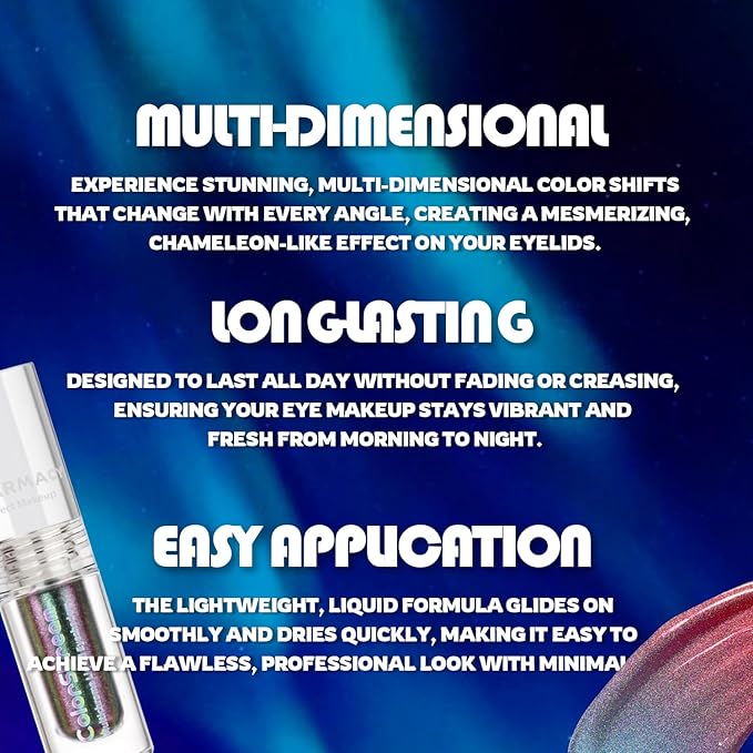 CHARMACY Liquid Duochrome Eyeshadow, Multi-Dimensional Eye Looks, Long Lasting Glitter Eye Shadow Sets Metallic Pigments, Quick Drying, Sparkling Shiny Eye Makeup for Beginners, 1.6g (#12)