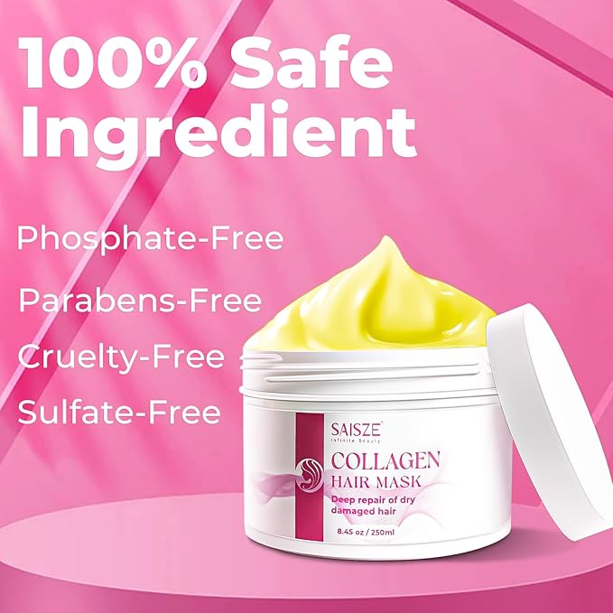 Collagen Hair Mask for Dry Damaged Hair, 8.45 Oz, Keratin Hair Mask, Deep Repair Conditioning, Hydration and Shine
