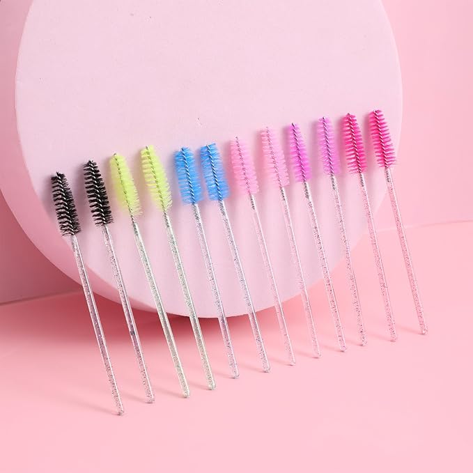 1200 Disposable Mascara Wands Lash Spoolies Eyelash Brushes Spoolies for Eyebrow Eye Lash Extension Crystal Multicolor